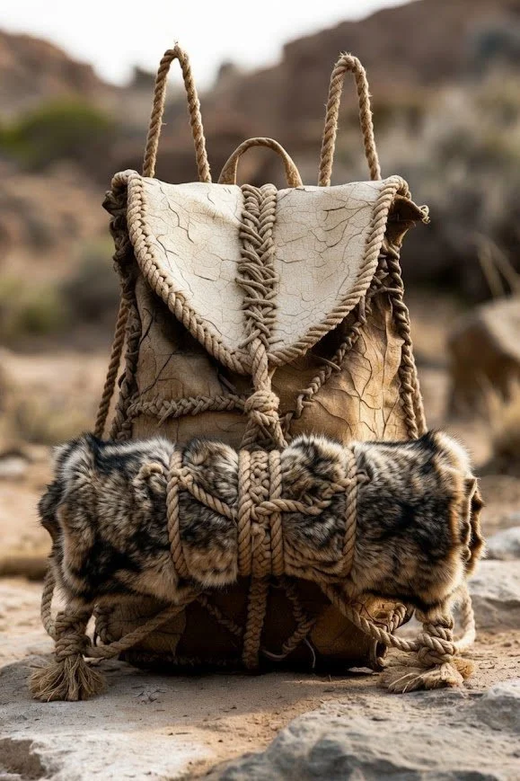 Primitive backpack with bedroll